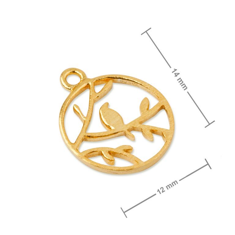 Amoracast pendant finch on a tree 14x12mm gold-plated