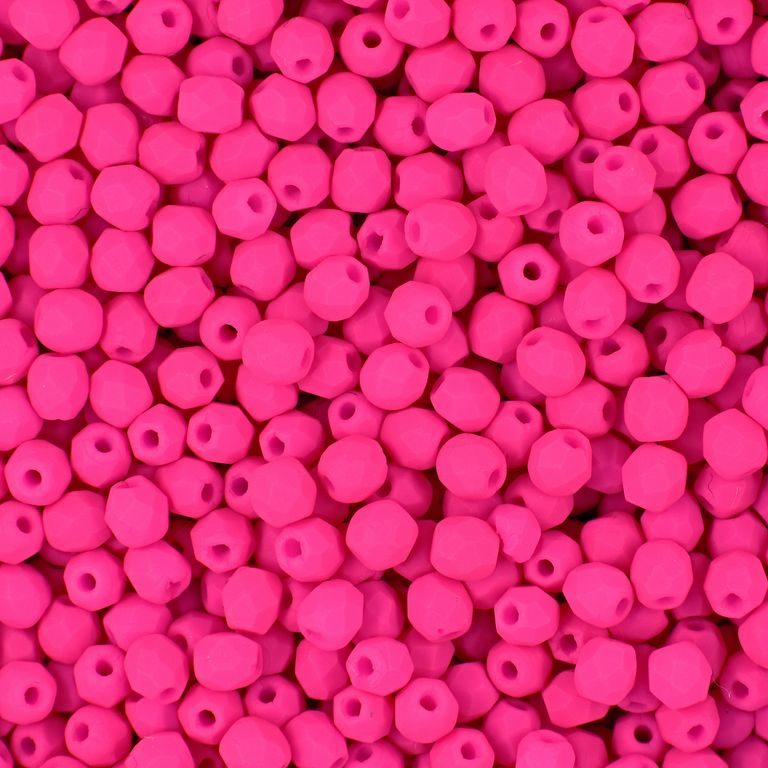 Glass fire polished beads 3mm Neon Pink