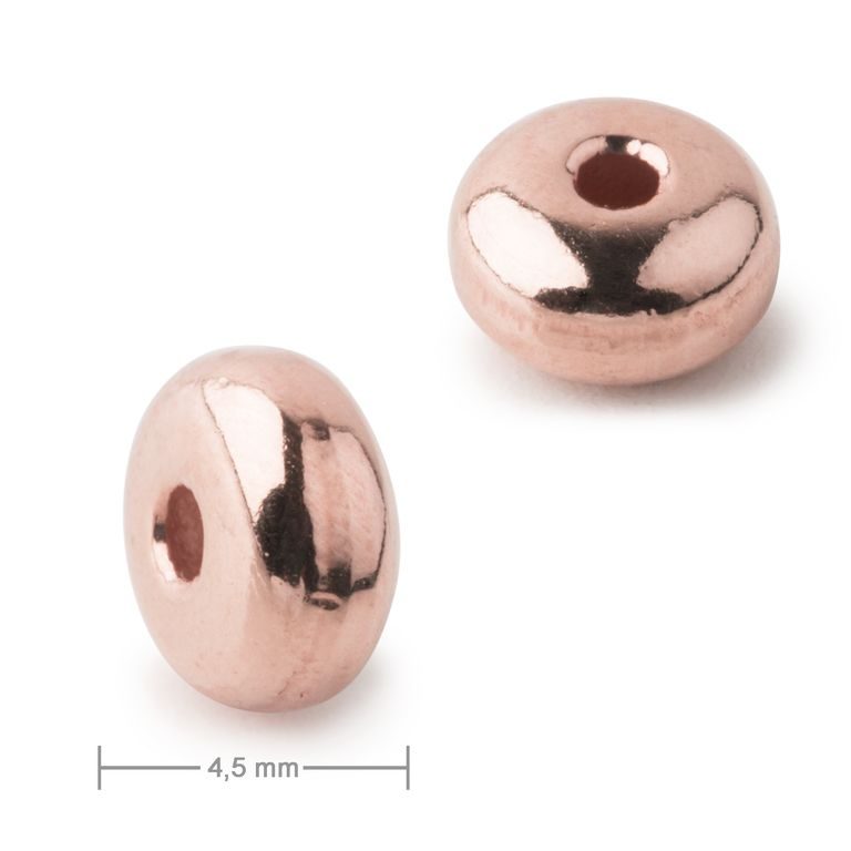Metal bead donut 4.5mm in rose gold colour