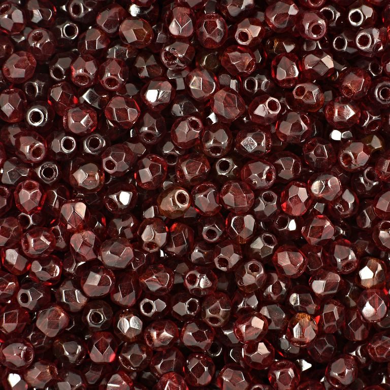Glass fire polished beads 3mm Ruby
