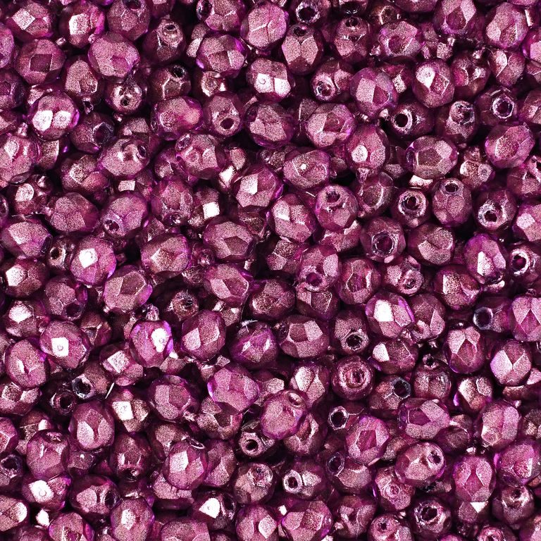 Glass fire polished beads 3mm Halo Madder Rose