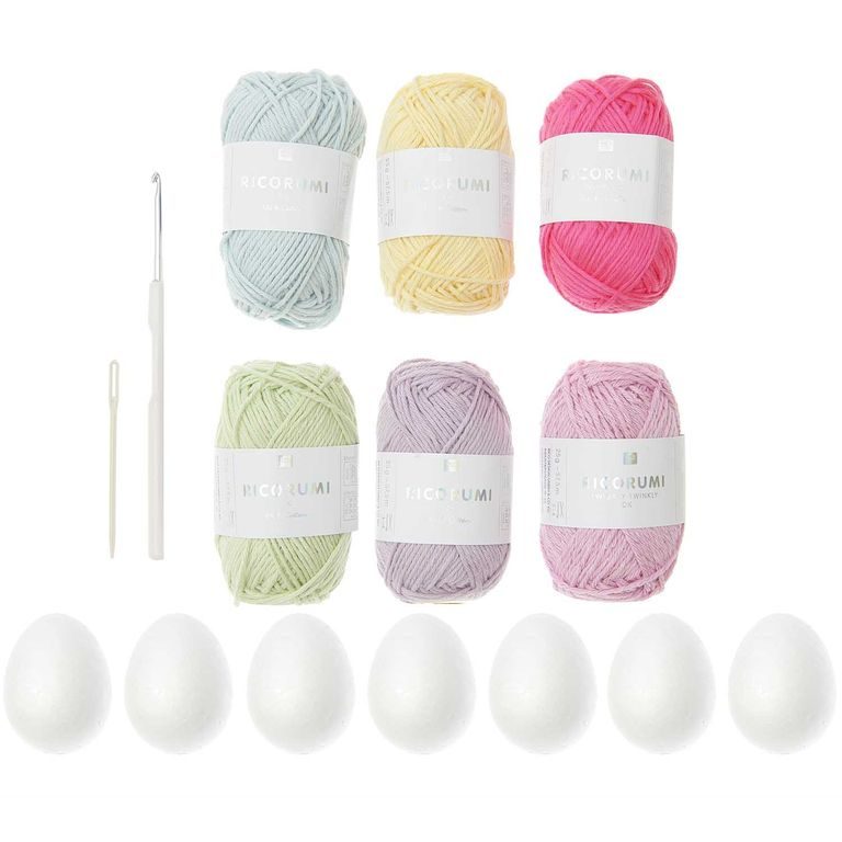 Crocheting kit Easter eggs pastel colours