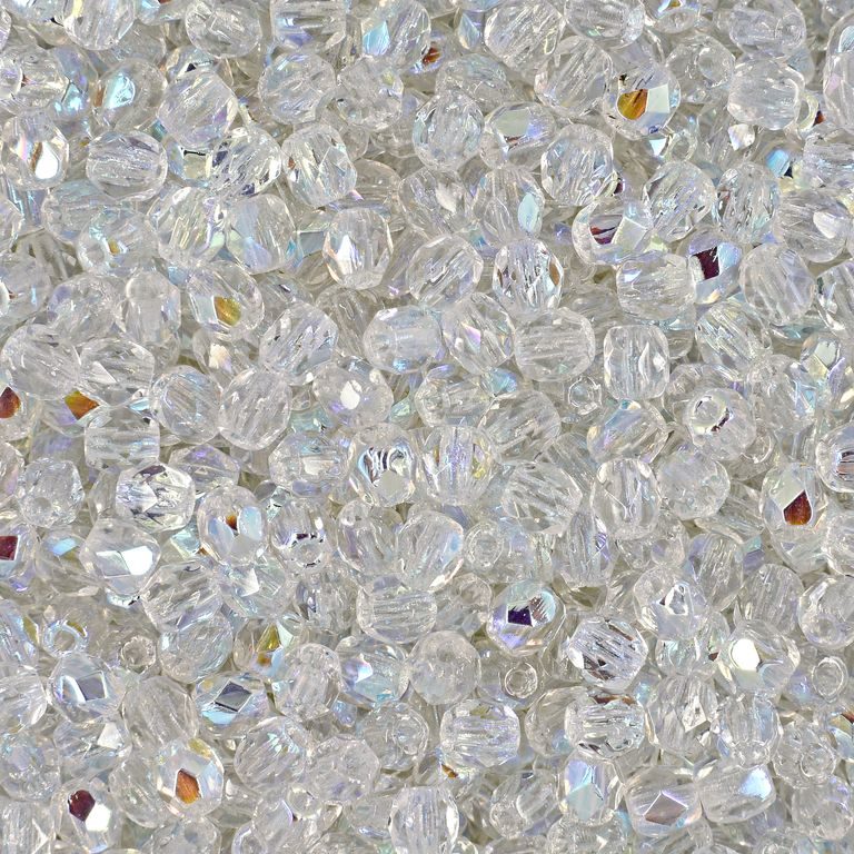 Glass fire polished beads 3mm Crystal AB