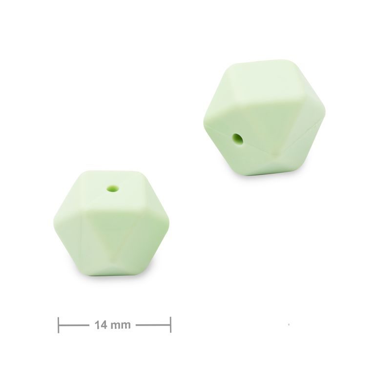 Silicone beads hexagon 14mm Light Sea Green