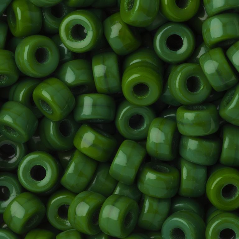 Czech glass large hole beads 6mm Pine Green Opaque