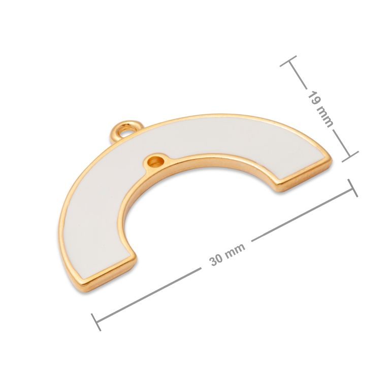 Manumi connector white semicircle 30x19mm gold-plated