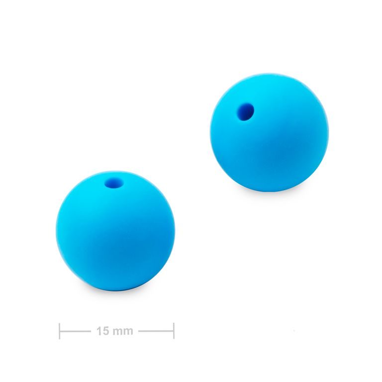 Silicone round beads 15mm Sky Blue