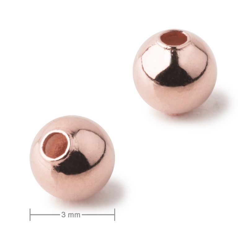 Metal bead hollow 3mm in rose gold colour
