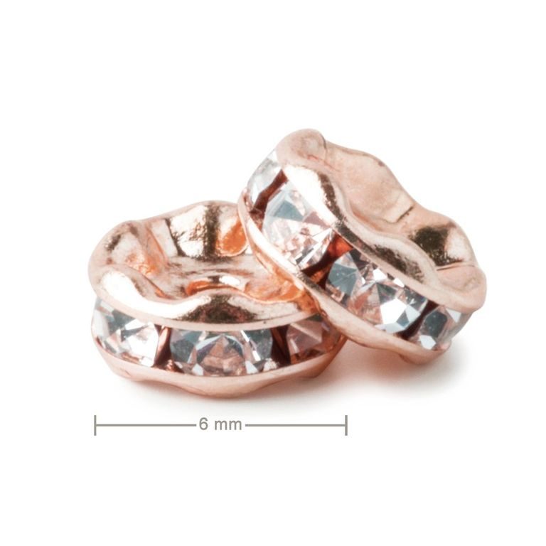 Rhinestone rondelle 6mm rose gold Crystal
