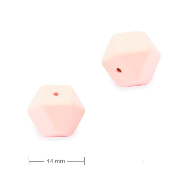 Silikonové korálky hexagon 14mm Petal Pink