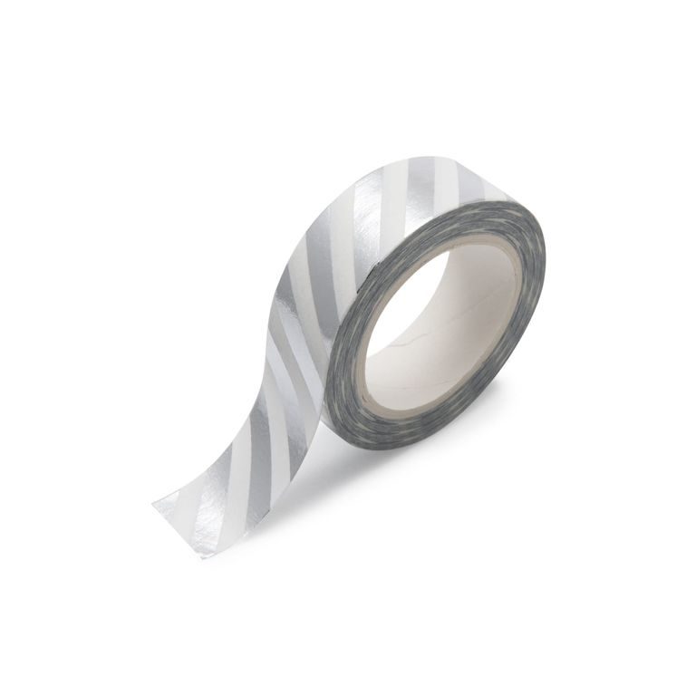Washi páska s pruhmi 10m svetlo šedá