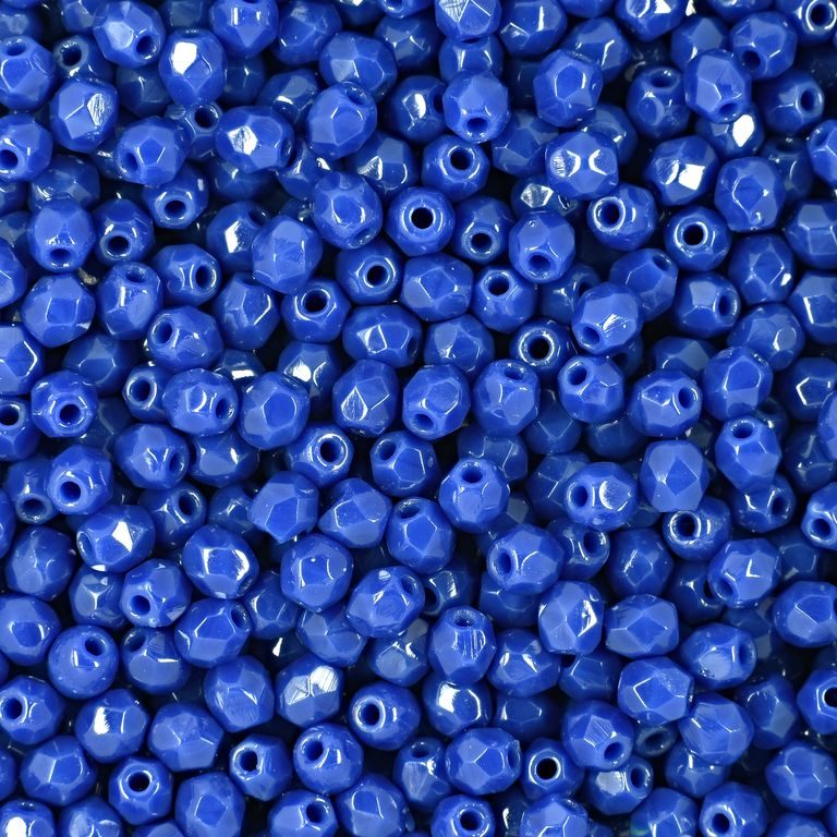 Glass fire polished beads 3mm Opaque Blue