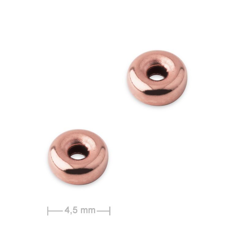 Silver spacer round bead rose gold-plated 4.5x2mm No.711