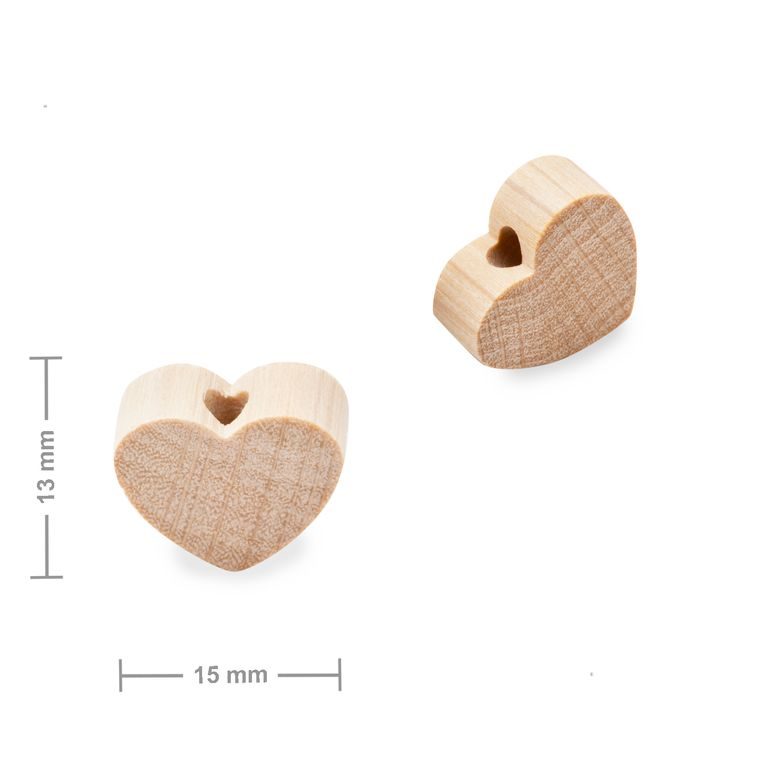 Wooden beads heart 15x13x5,5mm