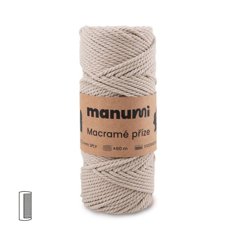 Macramé příze stáčená 3PLY 3mm písková