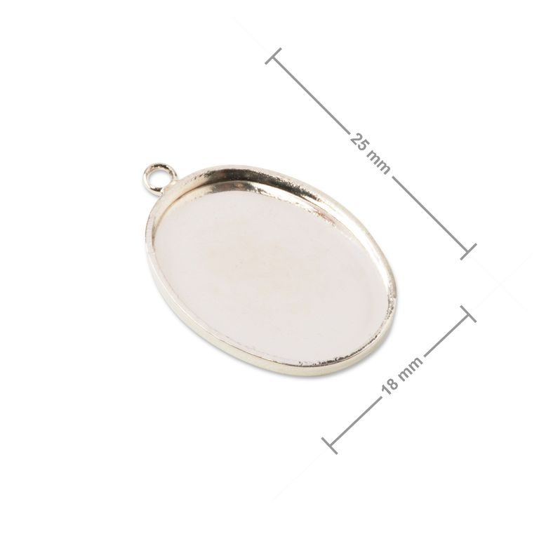 Jewellery pendant setting round oval 25x18mm in the colour of platinum