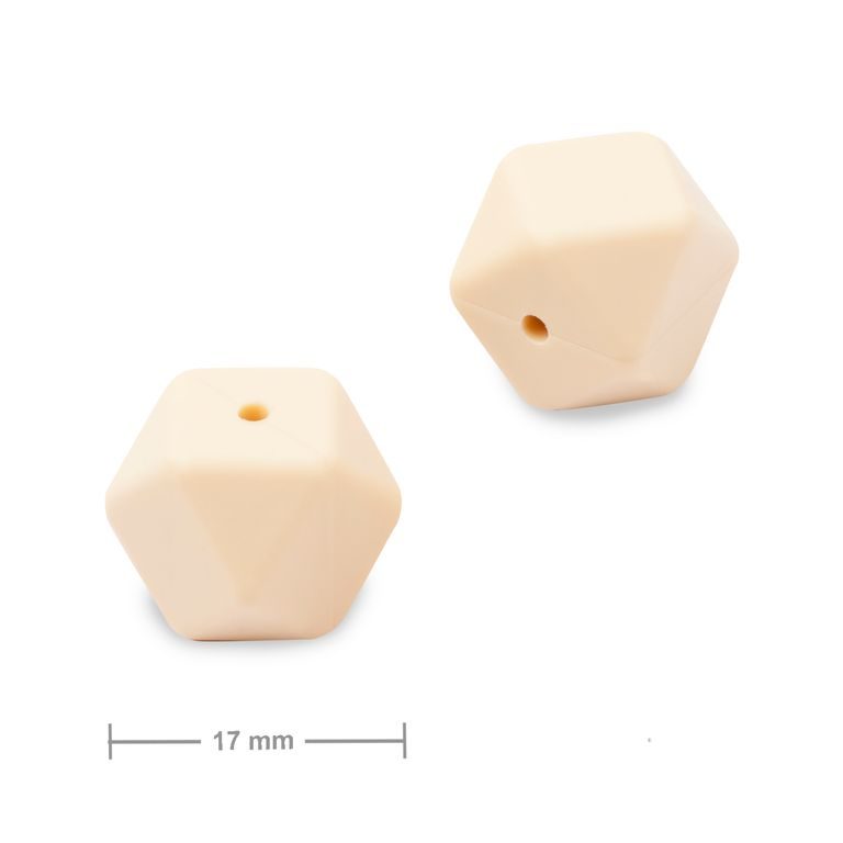 Silikonové korálky hexagon 17mm Cream