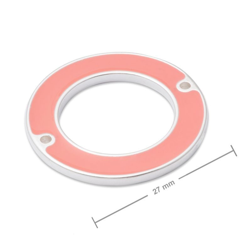 Manumi connector pink circle 27mm silver-plated