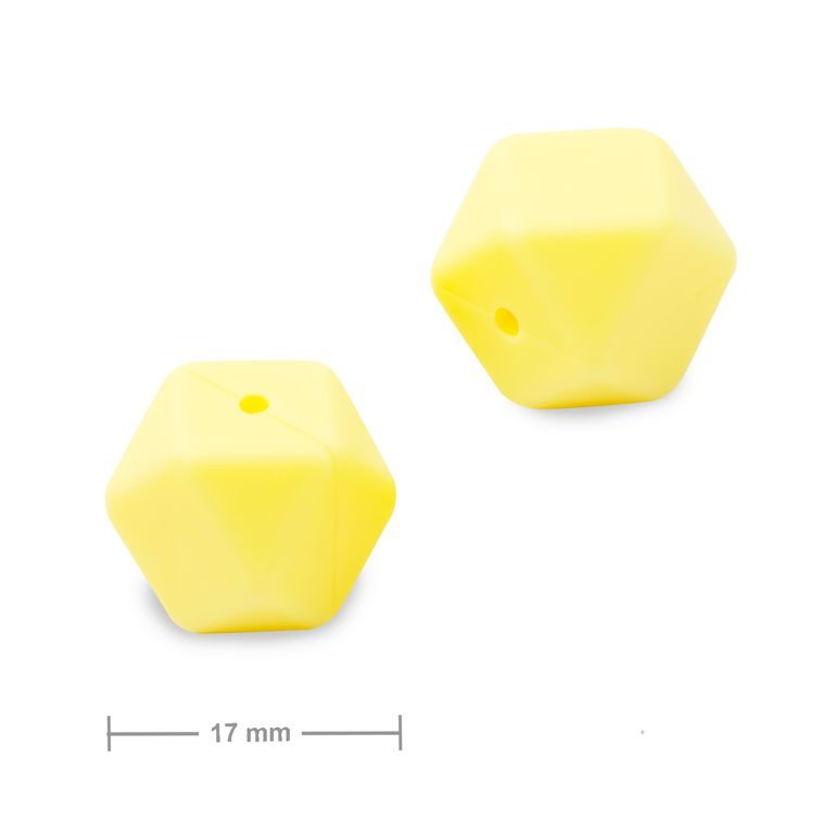 Silicone beads hexagon 17mm Icecream Yellow