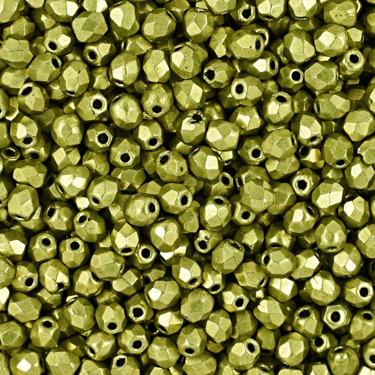 Glass fire polished beads 3mm Saturated Metallic Primrose Yellow