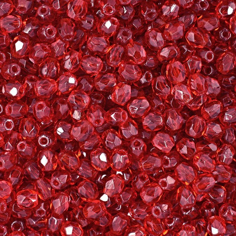 Glass fire polished beads 3mm Siam Ruby