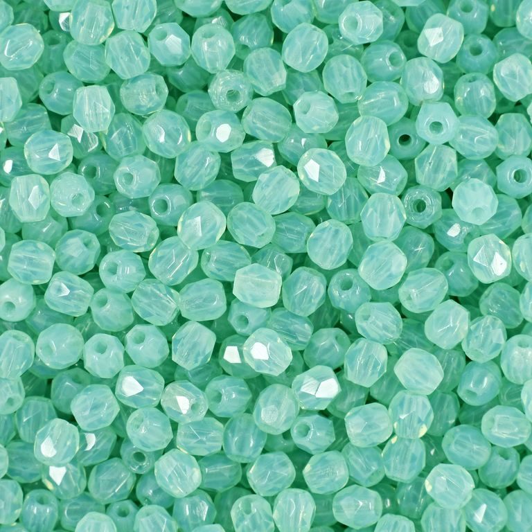 Glass fire polished beads 3mm Milky Aquamarine