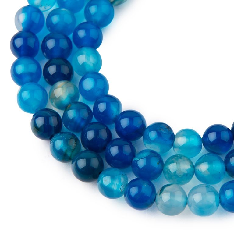 Sky Blue Banded Agate beads 8mm