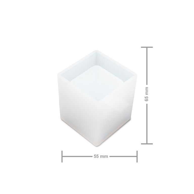 Silicone mould for casting crystal resin square pen stand 65x55x55mm