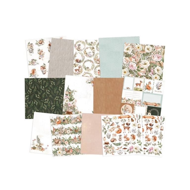 Set of double-sided papers for scrapbook 30x30cm 12 sheets P13 Forest Tea Party