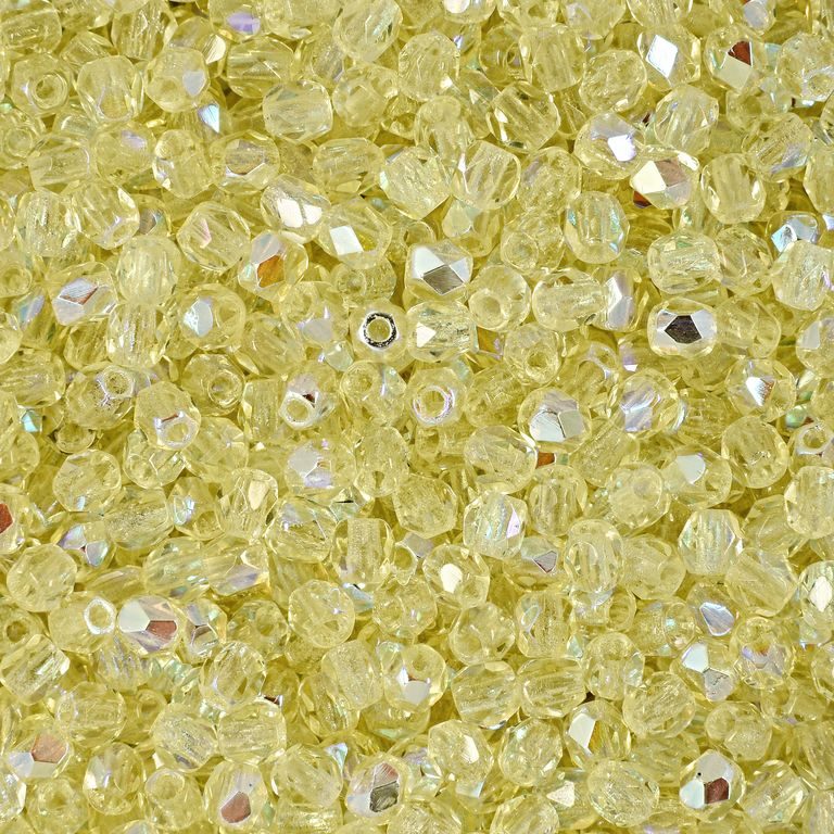 Glass fire polished beads 3mm Citrine Yellow AB