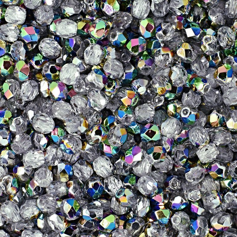 Glass fire polished beads 3mm Crystal Vitral