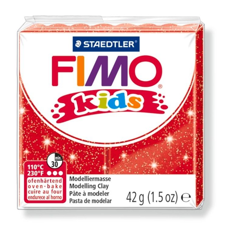 FIMO Kids 42g (8030-212) červená s třpytkami