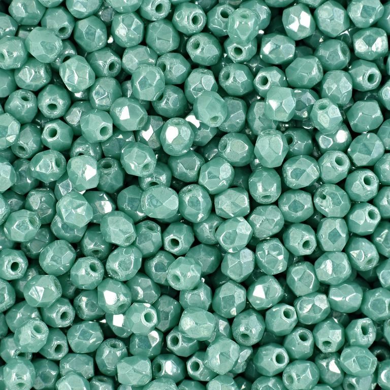 Glass fire polished beads 3mm Luster Opaque Turquoise