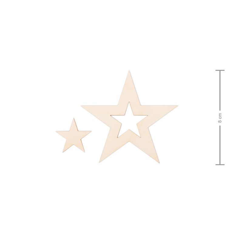 Wooden cutout and centre star 8cm