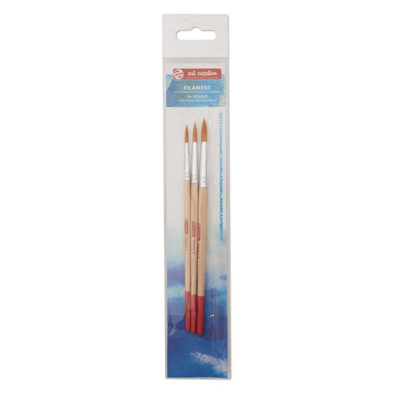 Art Creation round brushes with synthetic hair for aquarelle 3pcs
