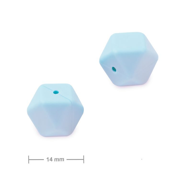 Silikonové korálky hexagon 14mm Pastel Blue
