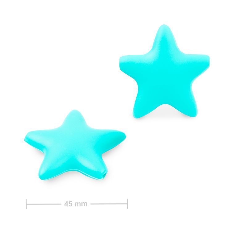 Silikonové korálky hvězdička 45x45mm Turquoise
