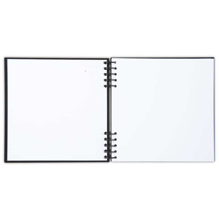 Scrapbookový krúžkový blok na šírku 24 listov 22x22cm v čiernej farbe s bielym papierom 300g/m²
