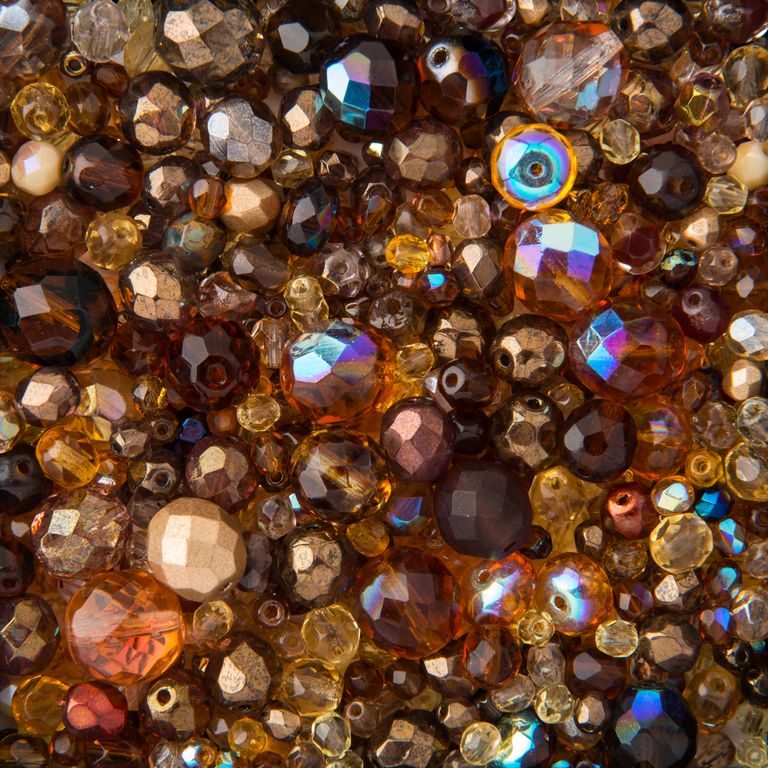 Brown fire polished beads mix