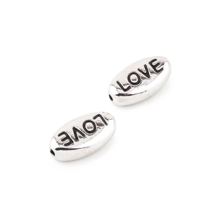 TierraCast bead Word Love rhodium-plated