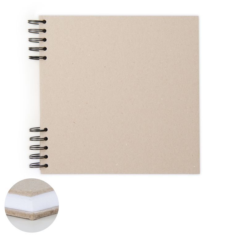 Scrapbookový krúžkový album na šírku 24 listov 22x22cm v prírodnej farbe s bielym papierom 300g/m²