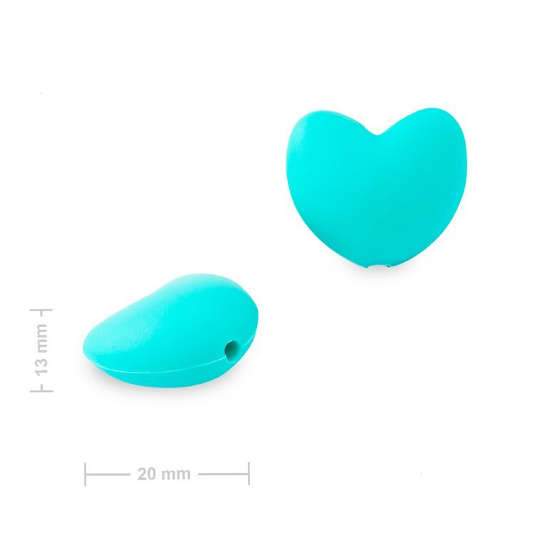Silicone beads heart 20x17x13mm Turquoise
