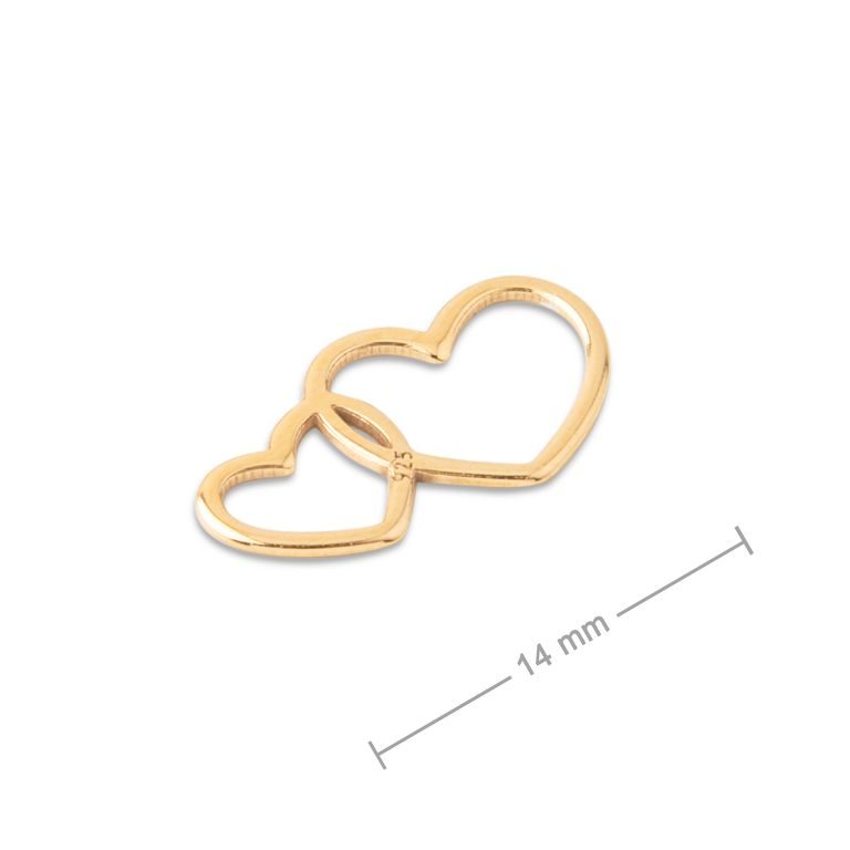 Silver connector double heart gold-plated 14mm No.763