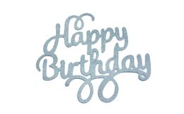 Stříbrný zápich - topper na dort Happy Birthday 14 cm