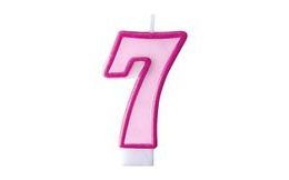 Birthday candle 7, pink, 7 cm