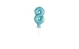 Foil balloon numbers turquoise (Tiffany) 12,5 cm - 8 with holder