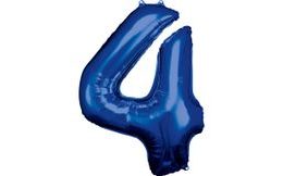 Balónek fóliový narozeniny číslo 4 modré 86cm
