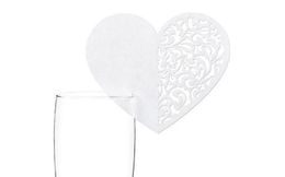Svatební vizitky na sklenice ve tvaru srdce 9,2 x 7,8 cm - 10 ks
