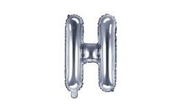 Balloon foil letter "H", 35 cm, silver (NELZE PLNIT HELIEM)