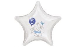 5. narozeniny modrý slon hvězda foliový balónek